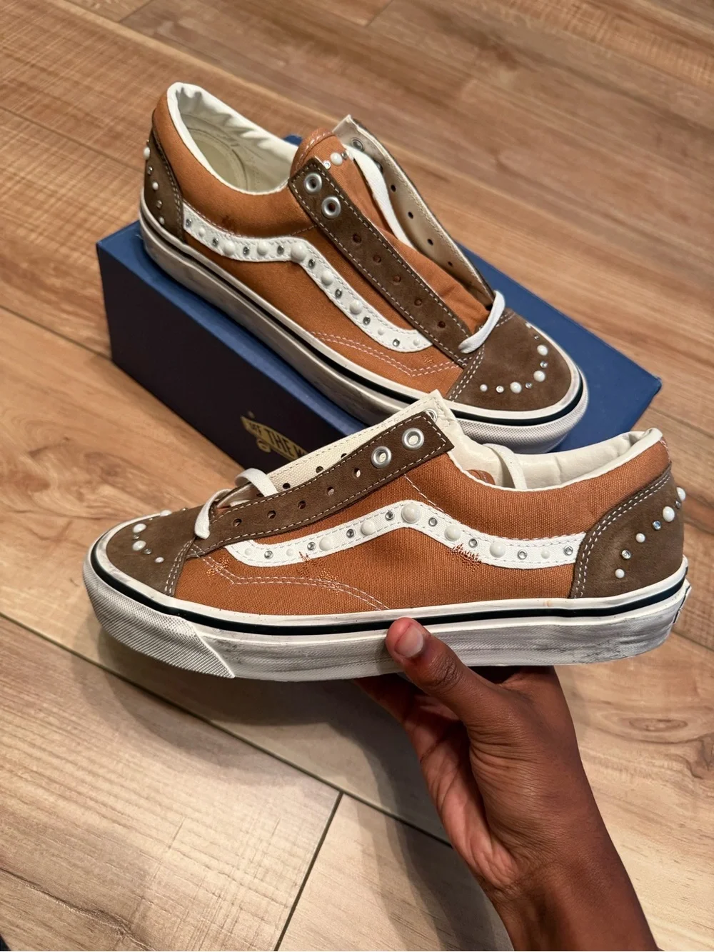 Vans Old Skool Low-Top Sneakers in Tan and Brown